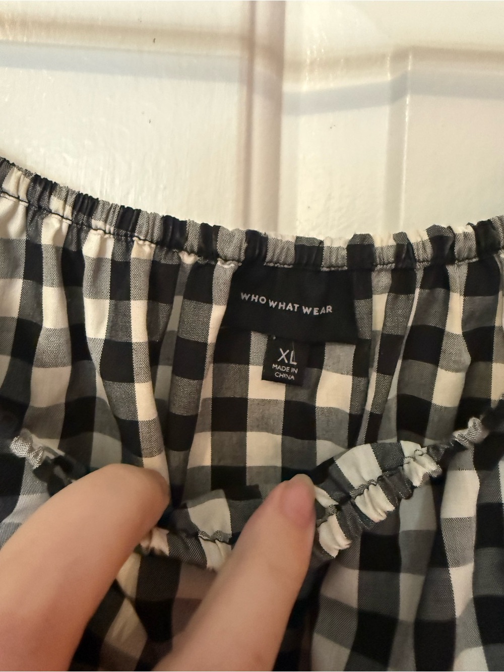 Who What Wear Black and White Gingham Midi Dress - Picture 2 of 4